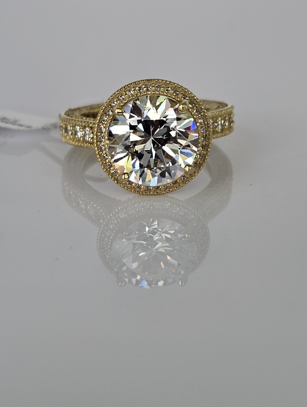 Michael Valitutti Diamond Simulant Wedding Ring 18k Yellow Gold Vermeil Size 7!